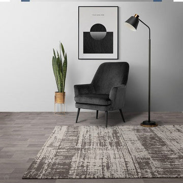 Beau Modern Abstract Distressed Shimmer Soft Textured Flatweave Charcoal Grey/Off-White Rug-Asiatic Carpets-Rug Love - The Most Loved Rug Store